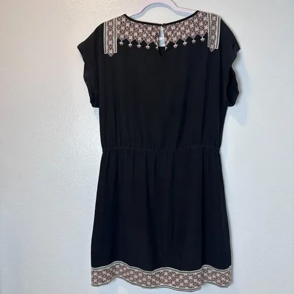Madewell Women's Size 10 Dress Starflower Embroidered Black 100% Silk - Picture 10 of 13